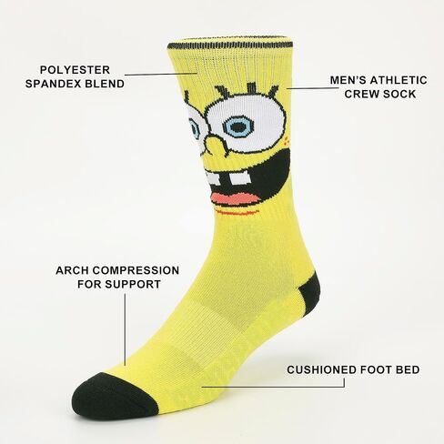 جوارب Bioworld Spongebob Squarepants ذات الوجه الكبير Spongebob وPatrick وSquidward للرجال مكونة من 3 قطع in Saudi Arabia