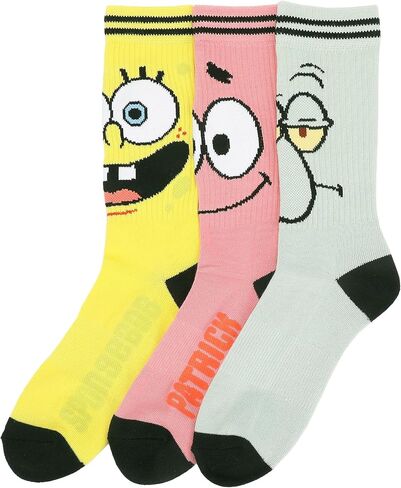 جوارب Bioworld Spongebob Squarepants ذات الوجه الكبير Spongebob وPatrick وSquidward للرجال مكونة من 3 قطع in Saudi Arabia