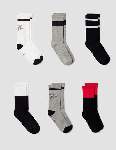 Nike Everyday Crew، أبيض/أسود/رمادي، متوسط ​​(عبوة من قطعتين) in Saudi Arabia