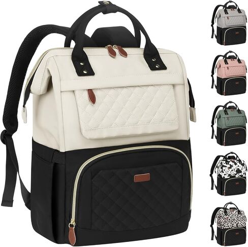 حقيبة ظهر للكمبيوتر المحمول مقاس 15.6 بوصة للنساء خفيفة الوزن، معتمدة من إدارة أمن المواصلات الأمريكية، حقيبة ظهر للكمبيوتر المحمول للسفر، العمل، الأعمال، الكلية، المشي لمسافات طويلة، بيج in Kuwait