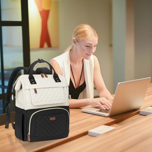 حقيبة ظهر للكمبيوتر المحمول مقاس 15.6 بوصة للنساء خفيفة الوزن، معتمدة من إدارة أمن المواصلات الأمريكية، حقيبة ظهر للكمبيوتر المحمول للسفر، العمل، الأعمال، الكلية، المشي لمسافات طويلة، بيج in Kuwait