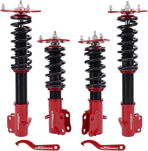 maxpeedingrods Coilovers لكرايسلر نيون 2000-2002، لسيارة دودج نيون سيدان 2000-2005، طقم تعليق كويلوفيرز قابل للتعديل بـ 24 مستوى، مجموعة خفض تعديل الارتفاع باللون الأحمر in Saudi Arabia