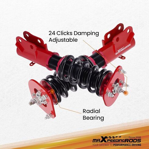 maxpeedingrods Coilovers لكرايسلر نيون 2000-2002، لسيارة دودج نيون سيدان 2000-2005، طقم تعليق كويلوفيرز قابل للتعديل بـ 24 مستوى، مجموعة خفض تعديل الارتفاع باللون الأحمر in Saudi Arabia