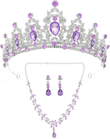 Women Jewelry Set Tiara Set with Earrings and Necklace Gold Gothic Rhinestone Bridesmaid Jewelry Set for Wedding Costume Hair Accessories, Mother's Day Gifts in Saudi Arabia