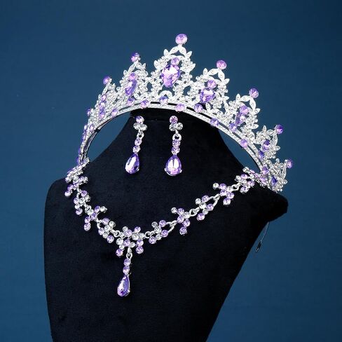 Women Jewelry Set Tiara Set with Earrings and Necklace Gold Gothic Rhinestone Bridesmaid Jewelry Set for Wedding Costume Hair Accessories, Mother's Day Gifts in Saudi Arabia