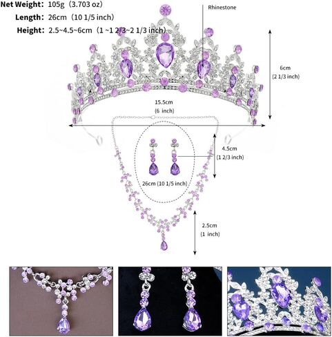 Women Jewelry Set Tiara Set with Earrings and Necklace Gold Gothic Rhinestone Bridesmaid Jewelry Set for Wedding Costume Hair Accessories, Mother's Day Gifts in Saudi Arabia