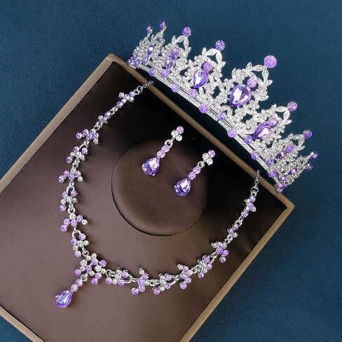 Women Jewelry Set Tiara Set with Earrings and Necklace Gold Gothic Rhinestone Bridesmaid Jewelry Set for Wedding Costume Hair Accessories, Mother's Day Gifts in Saudi Arabia
