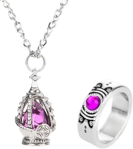 Ultimate Anime Cosplay Jewelry Set: 5 Soul Core Gem Necklaces with 5 Unique Tail Rings for Every Character! in Saudi Arabia