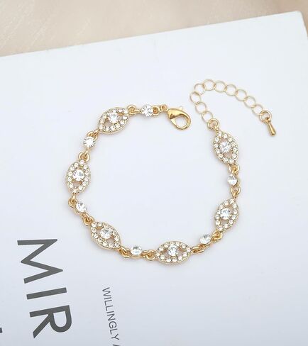 مجموعة مجوهرات نسائية أنيقة على شكل دمعة من الكريستال من CSY أقراط متدلية وسوار للعرائس ووصيفات العروس in Kuwait