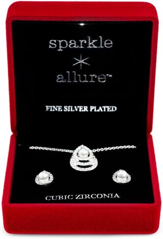 Light Up Box Womens Cubic Zirconia Pure Silver Over Brass 2-pc. Jewelry Set in Saudi Arabia