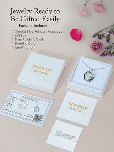 TOUPOP شجرة الحياة أبريل جوهرة الميلاد قلادة وأقراط مجموعة 925 الفضة الاسترليني والمجوهرات الماس مع الكريستال الأزرق الذكرى عيد ميلاد عيد الحب هدايا عيد الأم للنساء أمها in Saudi Arabia