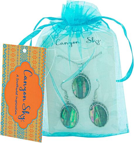 Canyon Sky Women's Abalone Shell Pendant, Necklace & Earrings Set in Saudi Arabia