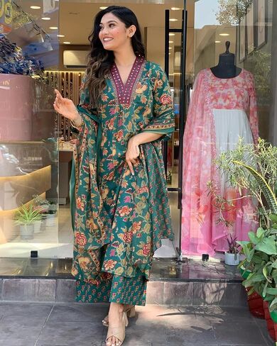 New Women's Anarkali Printed Kurta with Palazzo in Saudi Arabia