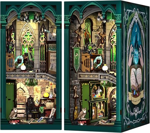 Cutefun DIY Book Nook Kit Birthday Gift for Adults, Teens, Family, DIY Miniature House Booknook Kit Bookshelf Decor 3D Wooden Puzzles for Adults, Tiny Home Model with LED Light (Eternal Bookstore) in Kuwait