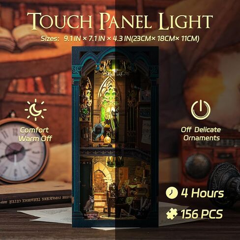 Cutefun DIY Book Nook Kit Birthday Gift for Adults, Teens, Family, DIY Miniature House Booknook Kit Bookshelf Decor 3D Wooden Puzzles for Adults, Tiny Home Model with LED Light (Eternal Bookstore) in Kuwait