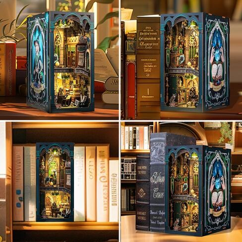 Cutefun DIY Book Nook Kit Birthday Gift for Adults, Teens, Family, DIY Miniature House Booknook Kit Bookshelf Decor 3D Wooden Puzzles for Adults, Tiny Home Model with LED Light (Eternal Bookstore) in Kuwait