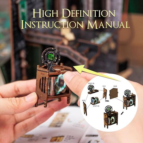 Cutefun DIY Book Nook Kit Birthday Gift for Adults, Teens, Family, DIY Miniature House Booknook Kit Bookshelf Decor 3D Wooden Puzzles for Adults, Tiny Home Model with LED Light (Eternal Bookstore) in Kuwait