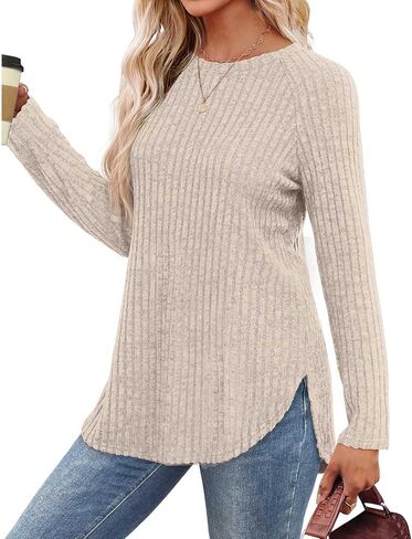 LRMQS Long Sleeve Shirts for Women Trendy Casual Loose Fit Dressy Tunic Tops Fall Fashion 2025 Warm Sweater Holiday Outfits in Saudi Arabia