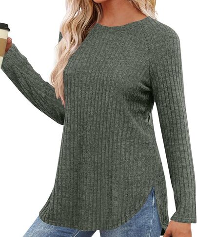 LRMQS Long Sleeve Shirts for Women Trendy Casual Loose Fit Dressy Tunic Tops Fall Fashion 2025 Warm Sweater Holiday Outfits in Saudi Arabia