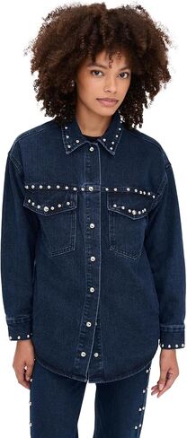 MOON RIVER Women's Button Up Stud Detail Denim Jacket in Saudi Arabia