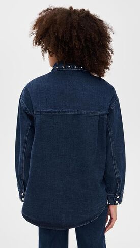 MOON RIVER Women's Button Up Stud Detail Denim Jacket in Saudi Arabia