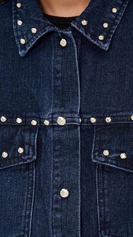 MOON RIVER Women's Button Up Stud Detail Denim Jacket in Saudi Arabia