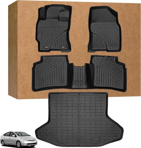 Floor Mats for Toyota Prius 2004-2009, Custom Fit TPE All Weather Protection Floor Liners, Prius c & Prius v Non-Slip Waterproof Trunk Mat, Car Accessories for 2nd Gen Prius in Saudi Arabia