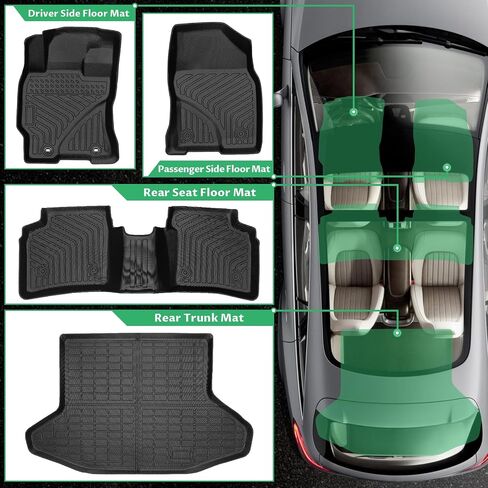 Floor Mats for Toyota Prius 2004-2009, Custom Fit TPE All Weather Protection Floor Liners, Prius c & Prius v Non-Slip Waterproof Trunk Mat, Car Accessories for 2nd Gen Prius in Saudi Arabia