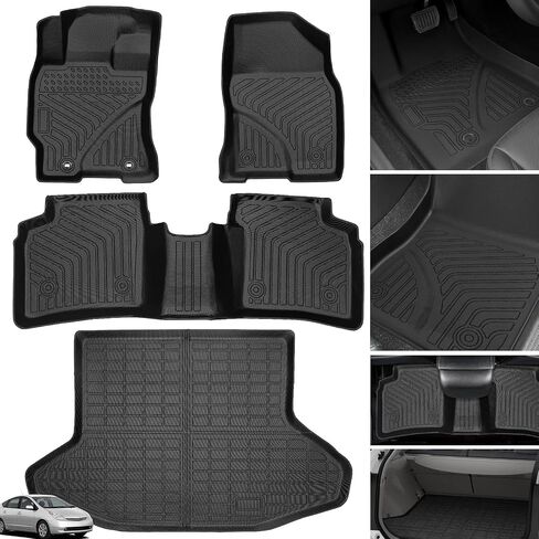 Floor Mats for Toyota Prius 2004-2009, Custom Fit TPE All Weather Protection Floor Liners, Prius c & Prius v Non-Slip Waterproof Trunk Mat, Car Accessories for 2nd Gen Prius in Saudi Arabia