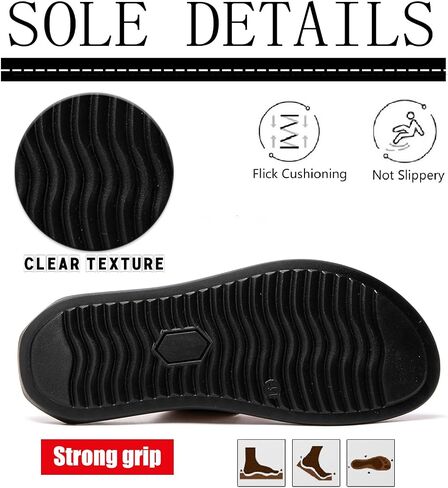 Men's Leather Slip On Flat Slide Sandals with Double Adjustable Buckle Comfort Arch Support Open Toe Soft Sole Flip Flops Summer Lightweight Anti-Slip Walking Beach Sandals in Saudi Arabia