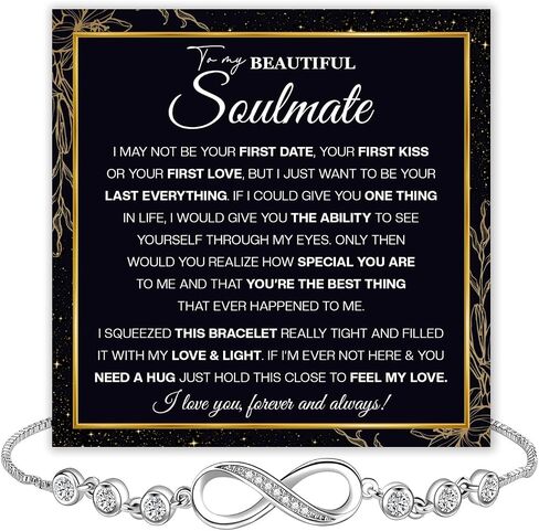 To My Soulmate Bracelet For Women With Heartfelt Message Card & Elegant Box, Bracelet For Girls, Soulmate Birthday, Wedding, Christmas Jewelry Gift From Boyfriend, Husband in Saudi Arabia