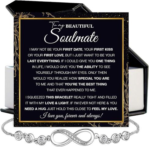 To My Soulmate Bracelet For Women With Heartfelt Message Card & Elegant Box, Bracelet For Girls, Soulmate Birthday, Wedding, Christmas Jewelry Gift From Boyfriend, Husband in Saudi Arabia