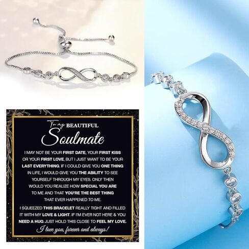 To My Soulmate Bracelet For Women With Heartfelt Message Card & Elegant Box, Bracelet For Girls, Soulmate Birthday, Wedding, Christmas Jewelry Gift From Boyfriend, Husband in Saudi Arabia