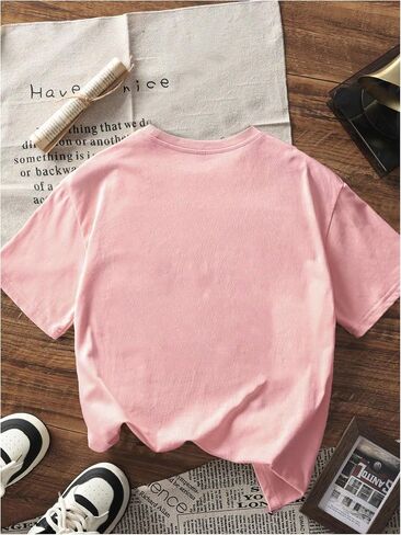 WDIRARA Girl's Cute Graphic T Shirts Crew Neck Short Sleeve Tee Top in Saudi Arabia