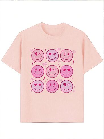 WDIRARA Girl's Cute Graphic T Shirts Crew Neck Short Sleeve Tee Top in Saudi Arabia
