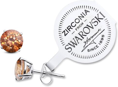 14K White Gold Brown Cubic Zirconia Stud Earrings, 7mm Round in Saudi Arabia