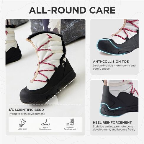 Boys Girls Snow Boots Waterproof Outdoor Sport Warm Cozy Anti-Slip Lightweight Winter Shoes for Toddler/Little/Big Kid in Kuwait
