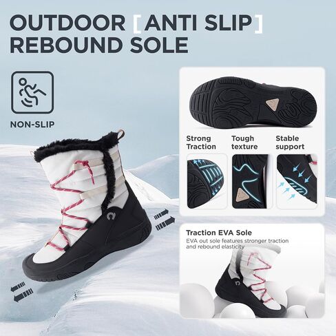 Boys Girls Snow Boots Waterproof Outdoor Sport Warm Cozy Anti-Slip Lightweight Winter Shoes for Toddler/Little/Big Kid in Kuwait