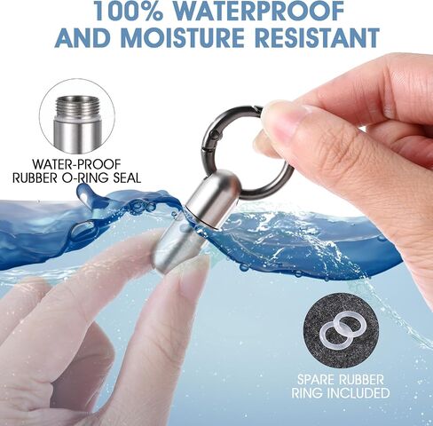 Small Pill Case Keychain Tiny Portable Pill Container Carabiner Clip Medicine Holder Bottle Mini Waterproof Metal Emergency Medicine Organizer for Travel Purse Outdoor Camping (2 Compartment) in Saudi Arabia