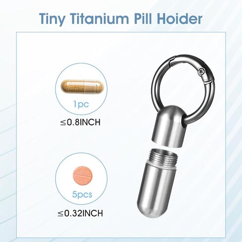 Small Pill Case Keychain Tiny Portable Pill Container Carabiner Clip Medicine Holder Bottle Mini Waterproof Metal Emergency Medicine Organizer for Travel Purse Outdoor Camping (2 Compartment) in Saudi Arabia