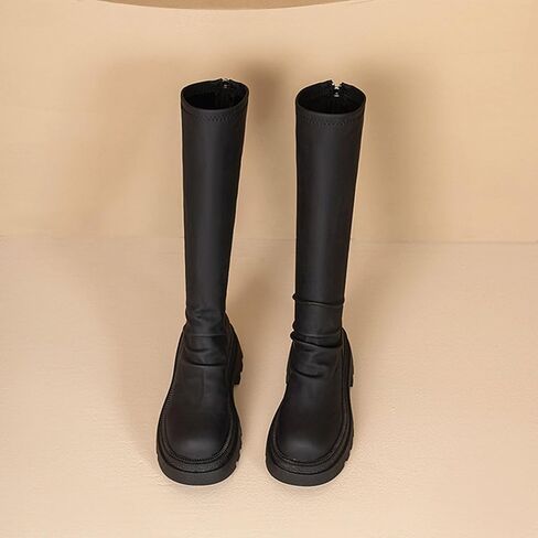 Women's Platform Knee High Boots Non Slip Western Combat Shoes Round Toe Water Resistant Fashion Casual Boot in Saudi Arabia