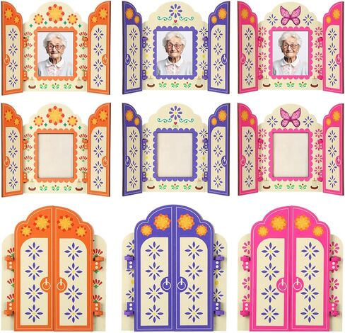 6 قطع من ديكورات Dia De Los Muertos Altar Ofrenda يوم الموتى، إطار صورة تذكاري خشبي، صندوق ظل لديكور Dia De Los Muertos التذكاري، لوازم حفلات الهالوين المكسيكية in Kuwait