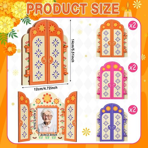 6 قطع من ديكورات Dia De Los Muertos Altar Ofrenda يوم الموتى، إطار صورة تذكاري خشبي، صندوق ظل لديكور Dia De Los Muertos التذكاري، لوازم حفلات الهالوين المكسيكية in Kuwait