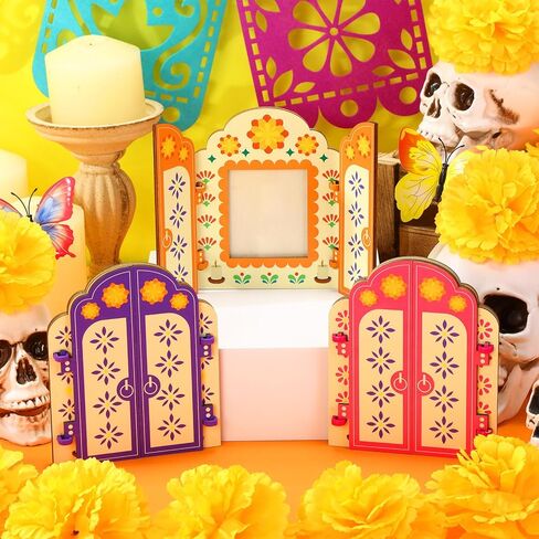 6 قطع من ديكورات Dia De Los Muertos Altar Ofrenda يوم الموتى، إطار صورة تذكاري خشبي، صندوق ظل لديكور Dia De Los Muertos التذكاري، لوازم حفلات الهالوين المكسيكية in Kuwait