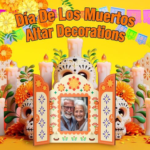 6 قطع من ديكورات Dia De Los Muertos Altar Ofrenda يوم الموتى، إطار صورة تذكاري خشبي، صندوق ظل لديكور Dia De Los Muertos التذكاري، لوازم حفلات الهالوين المكسيكية in Kuwait