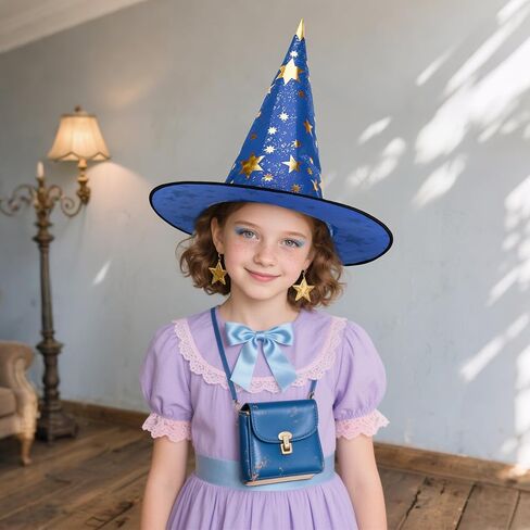 Century Star Kids Witch Hat Star Printing Wizard Hat for Boys Girls Halloween Hat Cosplay Party Decorations in Saudi Arabia