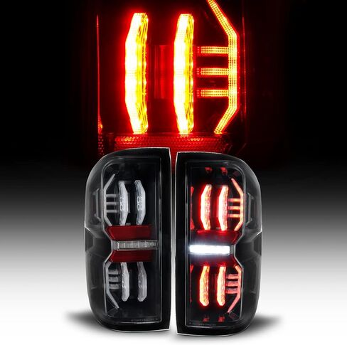 AKKON - Fits 2014-2018 Chevy Silverado 1500 2500HD 3500HD 3D LED DRL [Halogen Type] Black Tail Brake Lights Pair Left+Right in Saudi Arabia