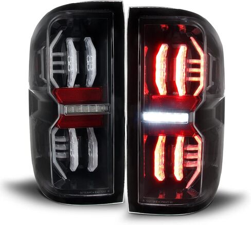 AKKON - Fits 2014-2018 Chevy Silverado 1500 2500HD 3500HD 3D LED DRL [Halogen Type] Black Tail Brake Lights Pair Left+Right in Saudi Arabia