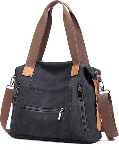 DOURR Women Canvas Shoulder Handbags Casual Cross body Bag Work Travel Commuter Tote in Kuwait