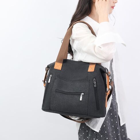 DOURR Women Canvas Shoulder Handbags Casual Cross body Bag Work Travel Commuter Tote in Kuwait